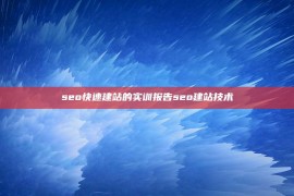 seo快速建站的实训报告seo建站技术