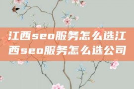 江西seo服务怎么选江西seo服务怎么选公司