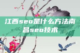 江西seo是什么方法南昌seo技术