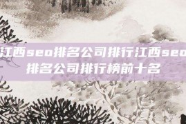 江西seo排名公司排行江西seo排名公司排行榜前十名