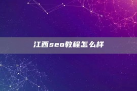 江西seo教程怎么样