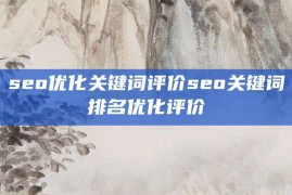 seo优化关键词评价seo关键词排名优化评价