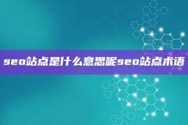 seo站点是什么意思呢seo站点术语