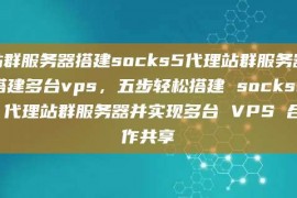 站群服务器搭建socks5代理站群服务器搭建多台vps，五步轻松搭建 socksh 代理站群服务器并实现多台 VPS 合作共享