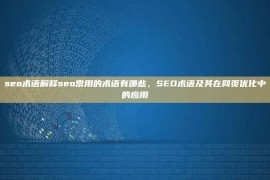 seo术语解释seo常用的术语有哪些，SEO术语及其在网页优化中的应用