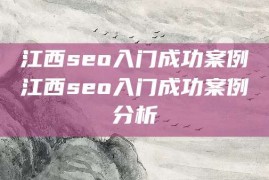 江西seo入门成功案例江西seo入门成功案例分析