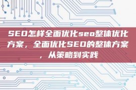 SEO怎样全面优化seo整体优化方案，全面优化SEO的整体方案，从策略到实践