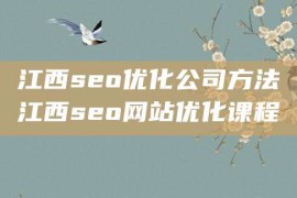 江西seo优化公司方法江西seo网站优化课程