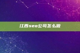 江西seo公司怎么做