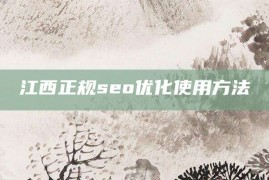 江西正规seo优化使用方法