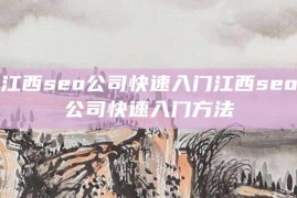 江西seo公司快速入门江西seo公司快速入门方法