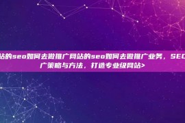 网站的seo如何去做推广网站的seo如何去做推广业务，SEO推广策略与方法，打造专业级网站>