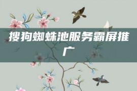 搜狗蜘蛛池服务霸屏推广