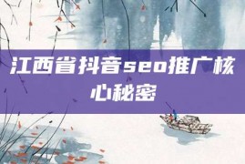 江西省抖音seo推广核心秘密