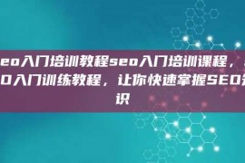 seo入门培训教程seo入门培训课程，SEO入门训练教程，让你快速掌握SEO知识