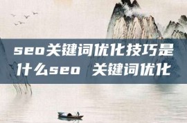 seo关键词优化技巧是什么seo 关键词优化