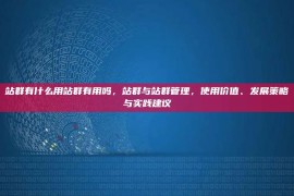 站群有什么用站群有用吗，站群与站群管理，使用价值、发展策略与实践建议