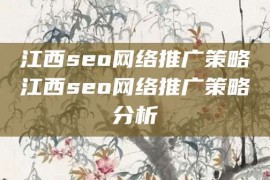 江西seo网络推广策略江西seo网络推广策略分析