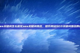 怎么优化seo关键词怎么优化seo关键词排名，提升网站SEO关键词排名的方法及策略