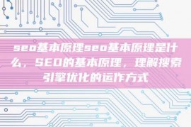 seo基本原理seo基本原理是什么，SEO的基本原理，理解搜索引擎优化的运作方式