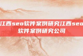 江西seo软件案例研究江西seo软件案例研究公司