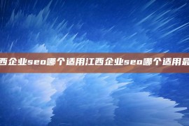 江西企业seo哪个适用江西企业seo哪个适用最好