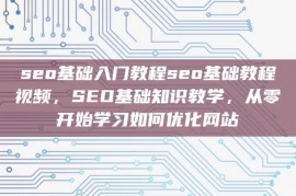 seo基础入门教程seo基础教程视频，SEO基础知识教学，从零开始学习如何优化网站