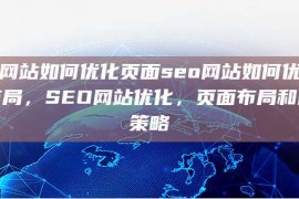 seo网站如何优化页面seo网站如何优化页面布局，SEO网站优化，页面布局和内容策略