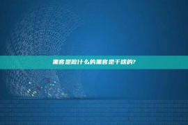 黑客是做什么的黑客是干啥的?