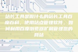 站长工具是做什么的站长工具百度百科，使用站点管理软件，如何利用百度浏览器扩展管理您的网站