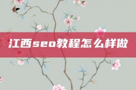 江西seo教程怎么样做