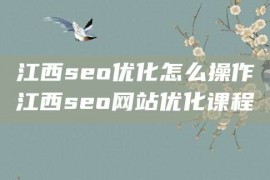 江西seo优化怎么操作江西seo网站优化课程