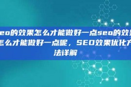 seo的效果怎么才能做好一点seo的效果怎么才能做好一点呢，SEO效果优化方法详解