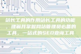 站长工具的作用站长工具的功能，理解并掌握网站管理员必备的工具，一站式的SEO查询工具