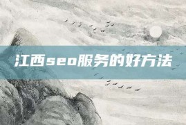 江西seo服务的好方法