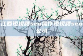 江西短视频seo操作短视频seo公司