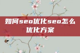 如何seo优化seo怎么优化方案