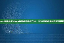 seo有哪些手法seo有哪些手段和方法，SEO常用的策略与手段分析