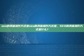 seo的具体操作方式是seo的具体操作方式是，SEO的具体操作方式是什么？