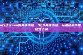 seo方法论seo的具体手法，SEO具体手法，从基础到高级，一站式了解