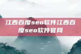 江西百度seo软件江西百度seo软件官网