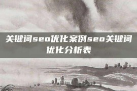 关键词seo优化案例seo关键词优化分析表