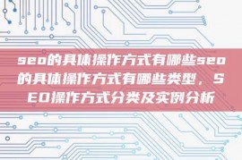 seo的具体操作方式有哪些seo的具体操作方式有哪些类型，SEO操作方式分类及实例分析