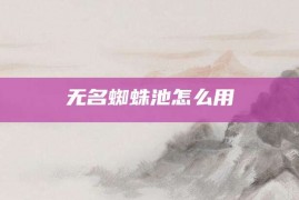 无名蜘蛛池怎么用