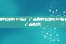 如何运用seo推广产品如何运用seo推广产品服务