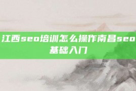 江西seo培训怎么操作南昌seo基础入门