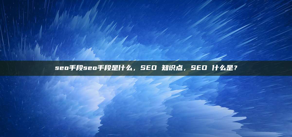 seo手段seo手段是什么，SEO 知识点，SEO 什么是？