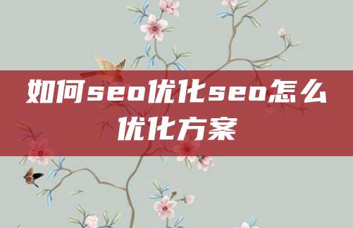 如何seo优化seo怎么优化方案