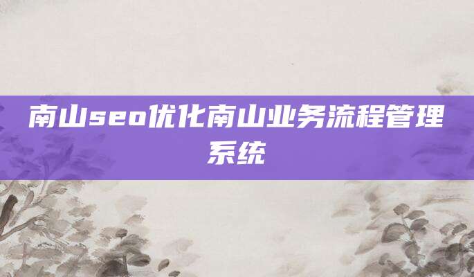 南山seo优化南山业务流程管理系统