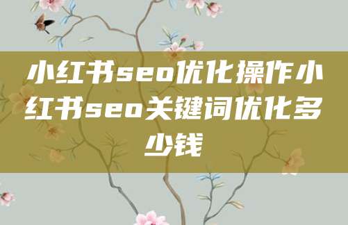 小红书seo优化操作小红书seo关键词优化多少钱